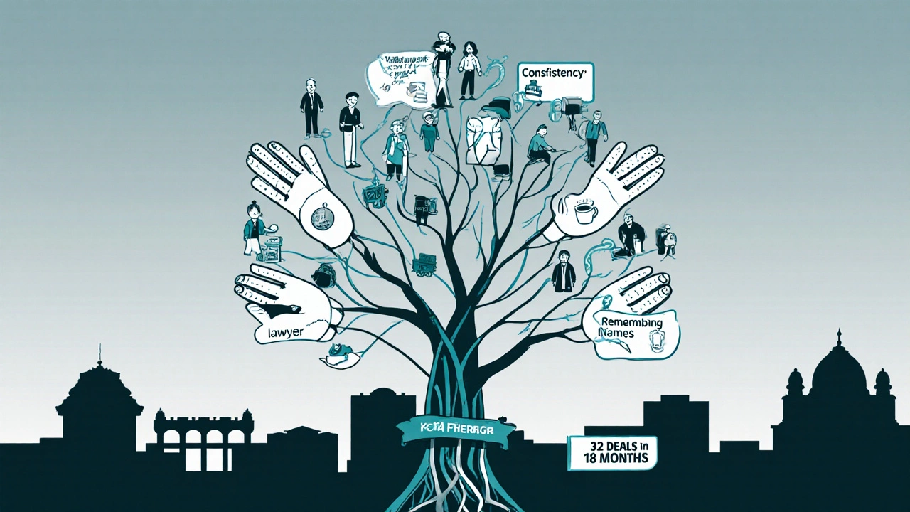 Interconnected hands forming a tree, symbolizing trust-based real estate networking in Kota.